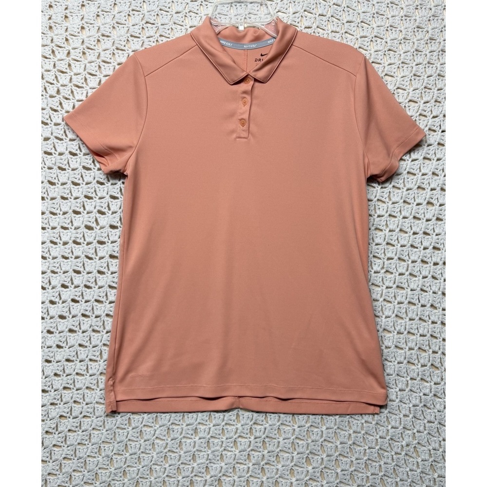 Nike Golf Polo Shirt Womens L Peach Dri-FIT Performance